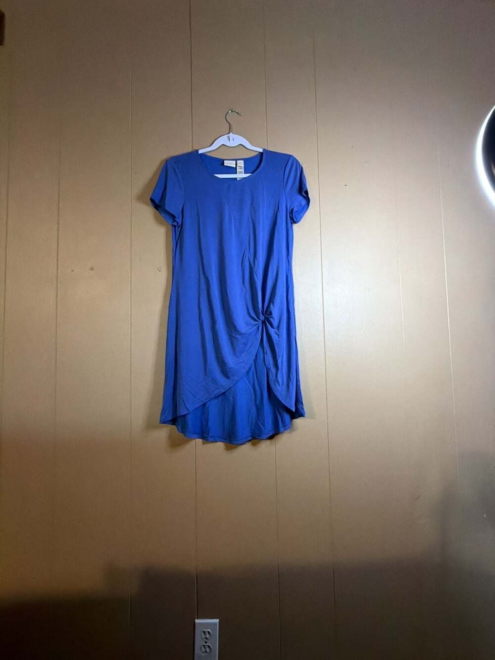 Chico's Blue Short Sleeve Twist-Front Casual Dress